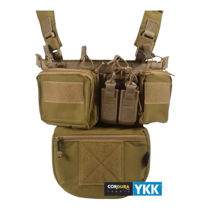 Tactical Chest Rig with Zippered Belly Pouch - Coyote Brown