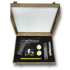 Double Bell - TTI "Pit Viper" 2011 5.1” GBB Gel Blaster Pistol Replica - Collectors Box Set w/ Glass Lid- John Wick 3 - DB303CBGL