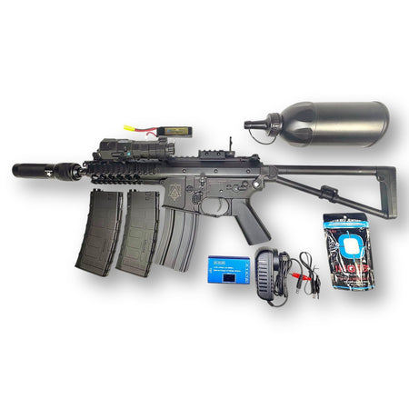 CQB Bundle 4 - Double Bell Micro-M4 KAC CQB PDW AEG Gel Blaster Rifle with Metal Gearbox & Bundle Inclusions - CQBBD04