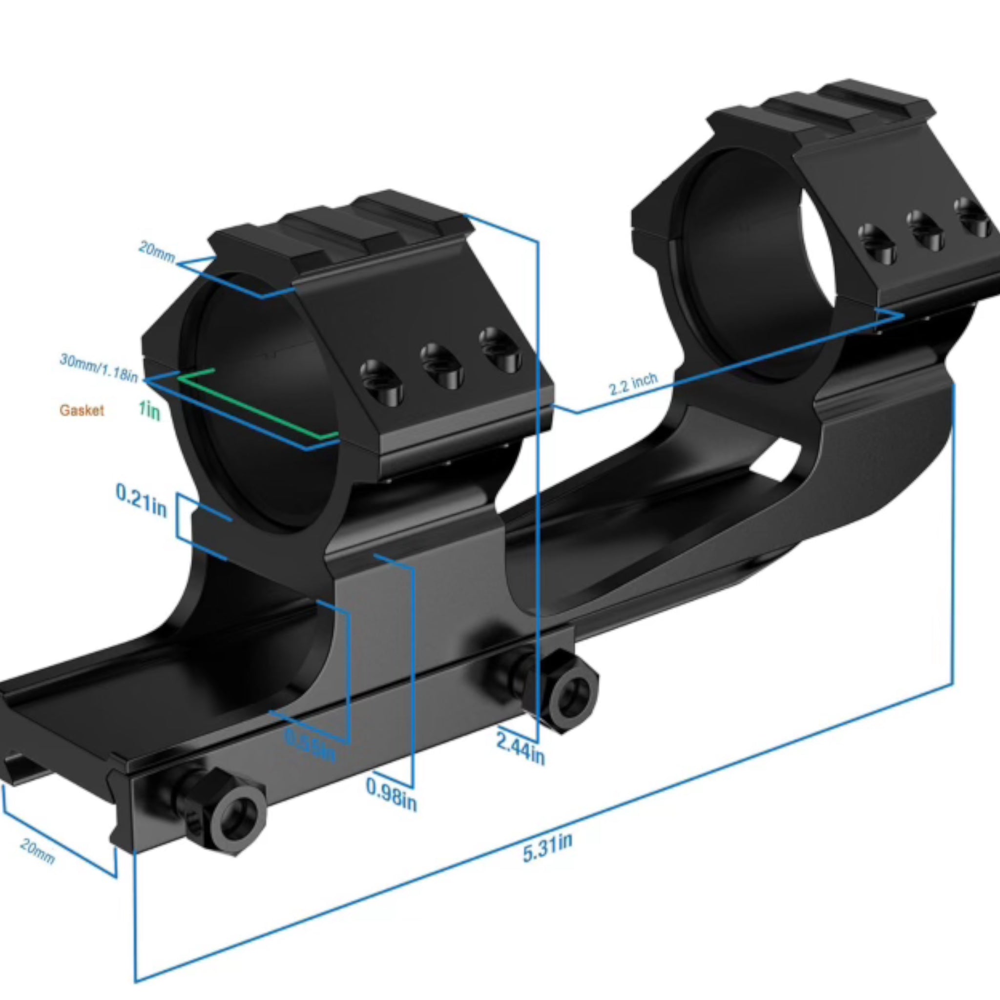 Cantilever Dual Scope Mount Rings