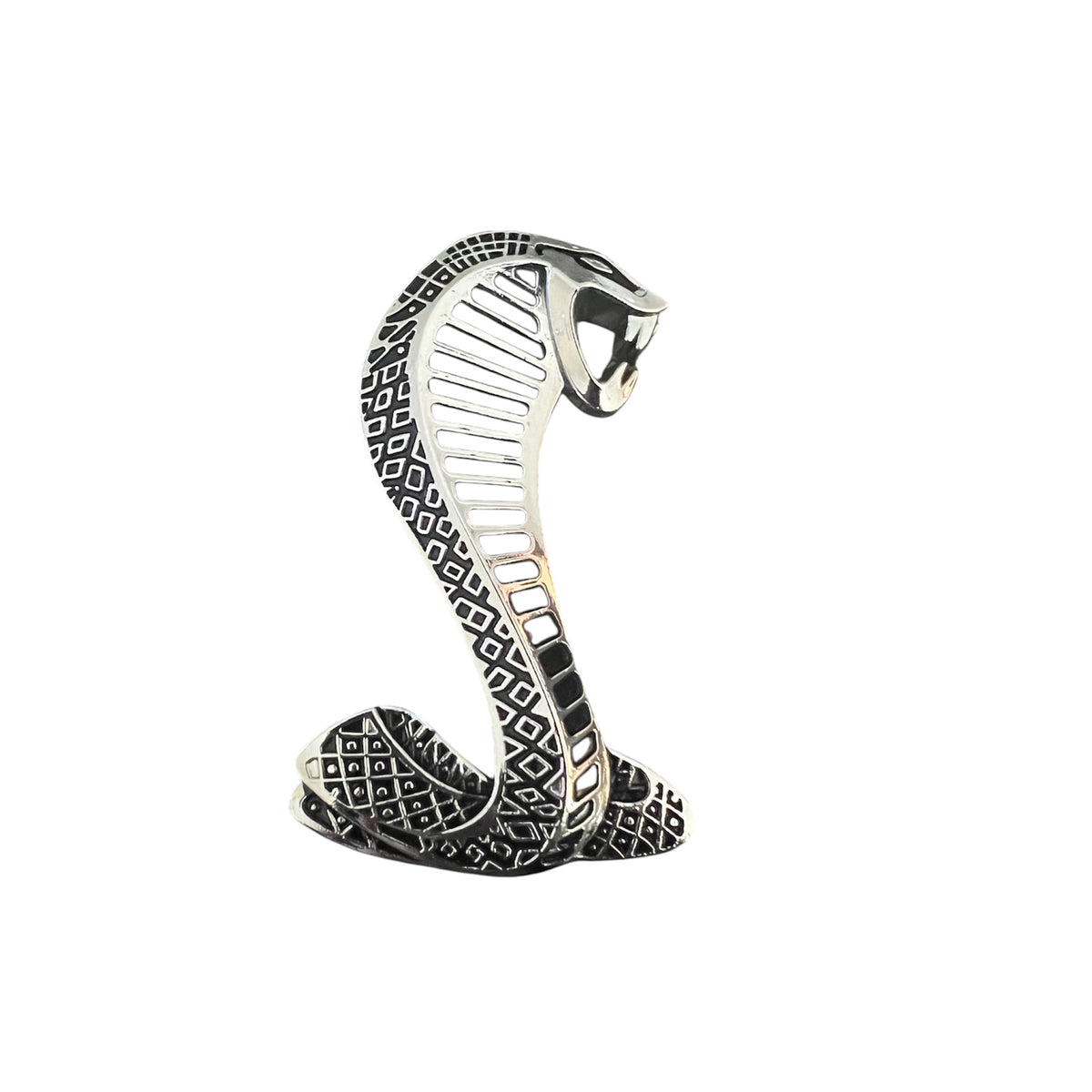 3D Metal Cobra Snake Decal Sticker - Silver