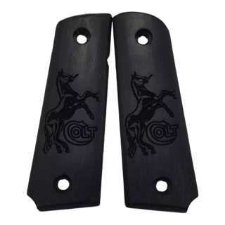 1911 Custom Pistol Grips - Ebony Colt Prancing Pony - CC