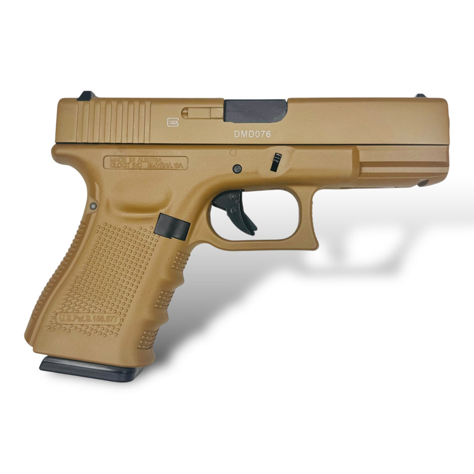 Double Bell Glock G19 Gen4 Gel Blaster Green Gas Blowback Pistol Replica - Tan - 772S