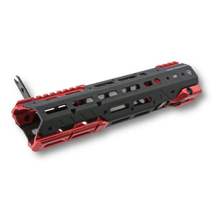 11" Strike Industries SI GridLOK MLOK QD Handguard - Black & Red Accents with integrated front sight blade