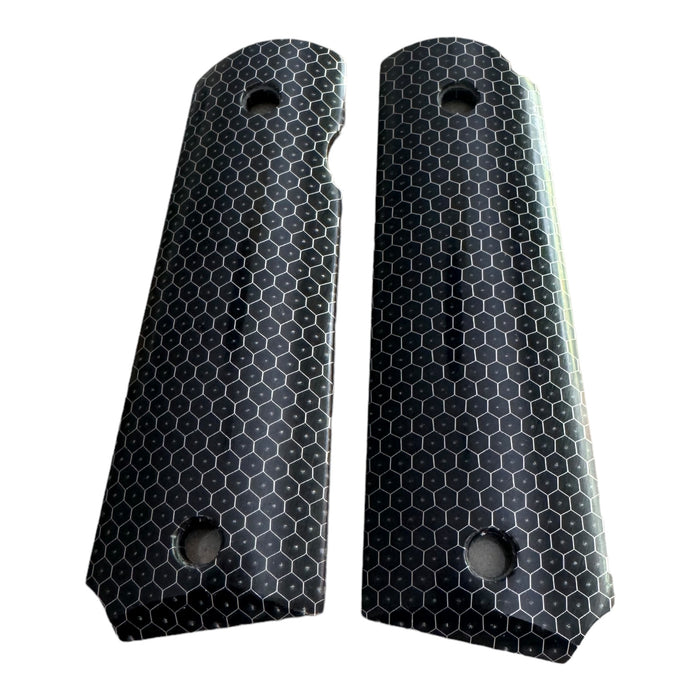 1911 Custom Pistol Grips - Resin - Black C-Tek Honeycomb - B