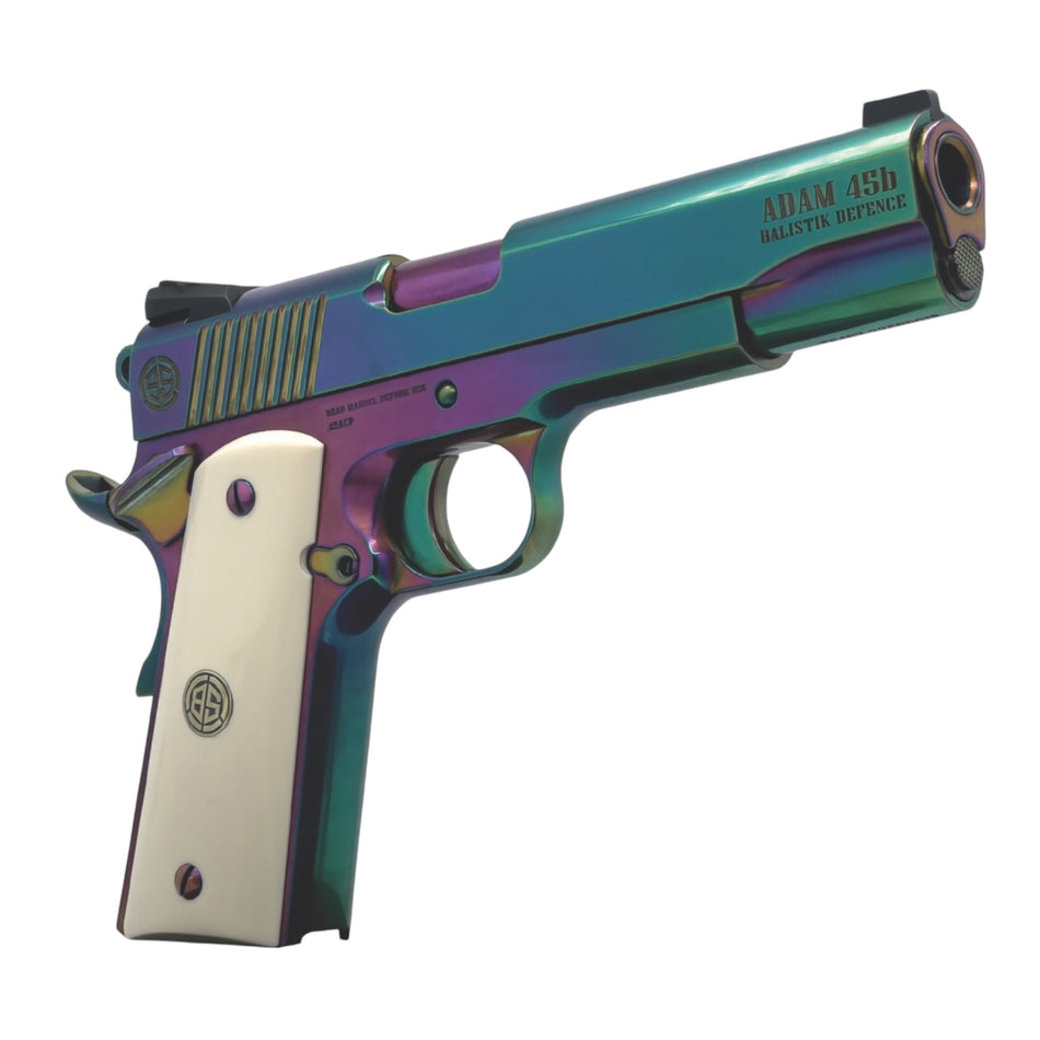 Colt 1911 .45 ACP Stainless Steel Barrel Bushing & Recoil Spring Plug - Rainbow Colour Shift Finish