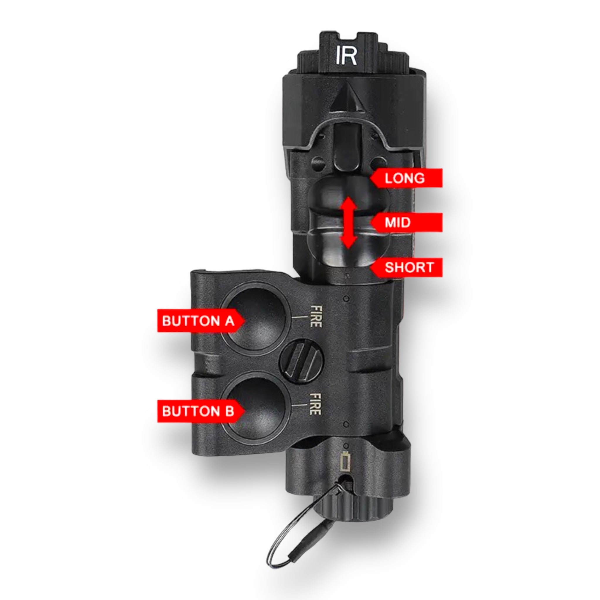 WADSN Modular Advanced Weapon Laser Class 1 (MAWL C1) + IR & Green Laser/Flashlight Unit - Full CNC 6061 Aircraft Grade Alloy Construction - Black - configurable design for ambidextrous use
 - Functional Operation modes