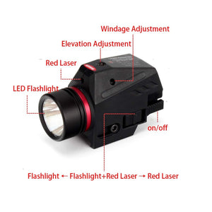 Gel Blaster Pistol Flashlight with Integrated Red Dot Laser - Tactical Picatinny Rail compatible