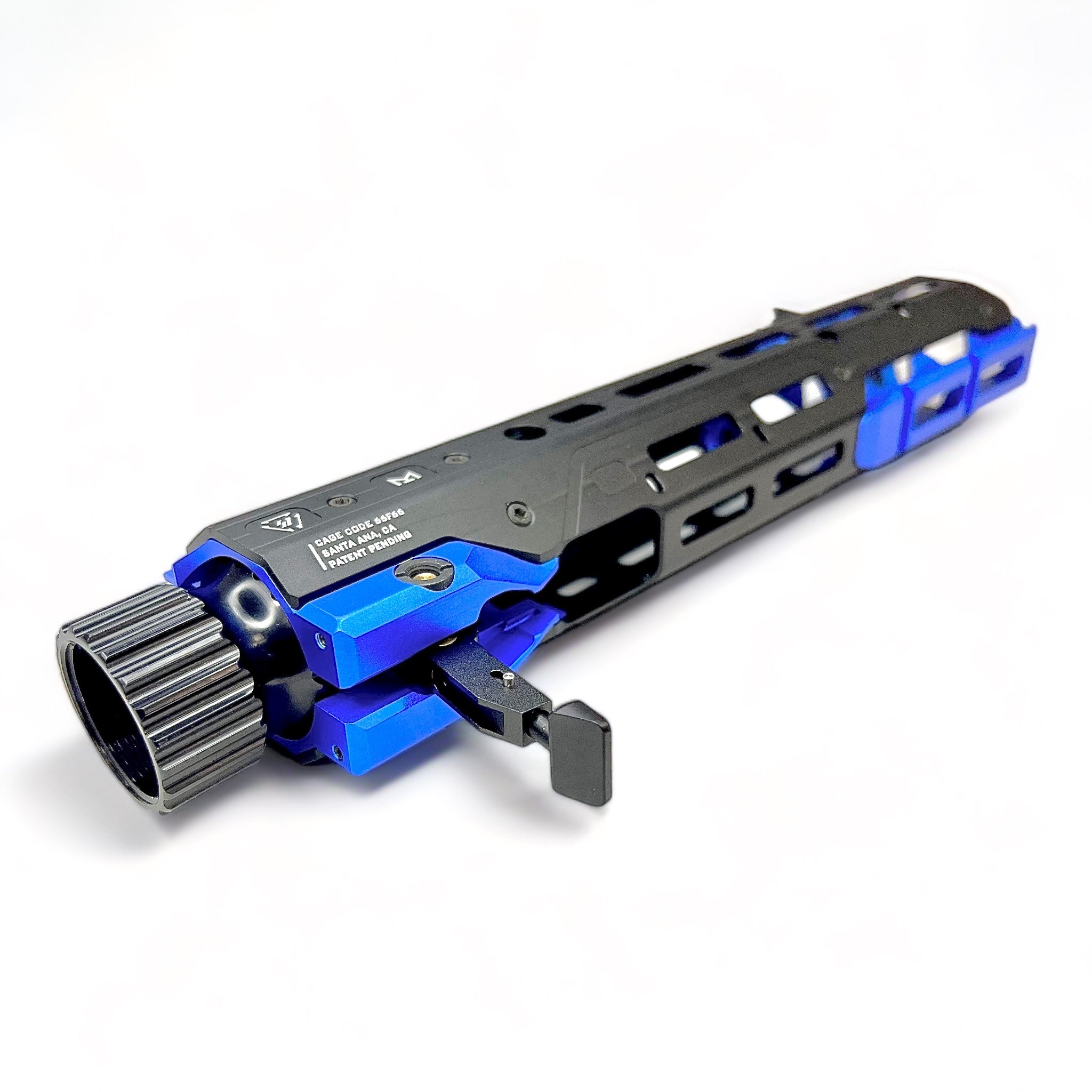 11" Strike Industries SI GridLOK MLOK QD Handguard - Black & Blue Accents - quick release locking lever & Receiver Locking Nut