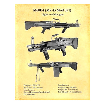 A&K M60 E4 Saco Defense Full Metal AEG Gel Blaster Heavy Machine Gun - Black - specifications (real steel version)