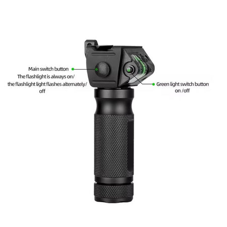 UTG Tactical Vertical Full Metal Foregrip with Integrated Flashlight & Red or Green Laser - Picatinny Mount