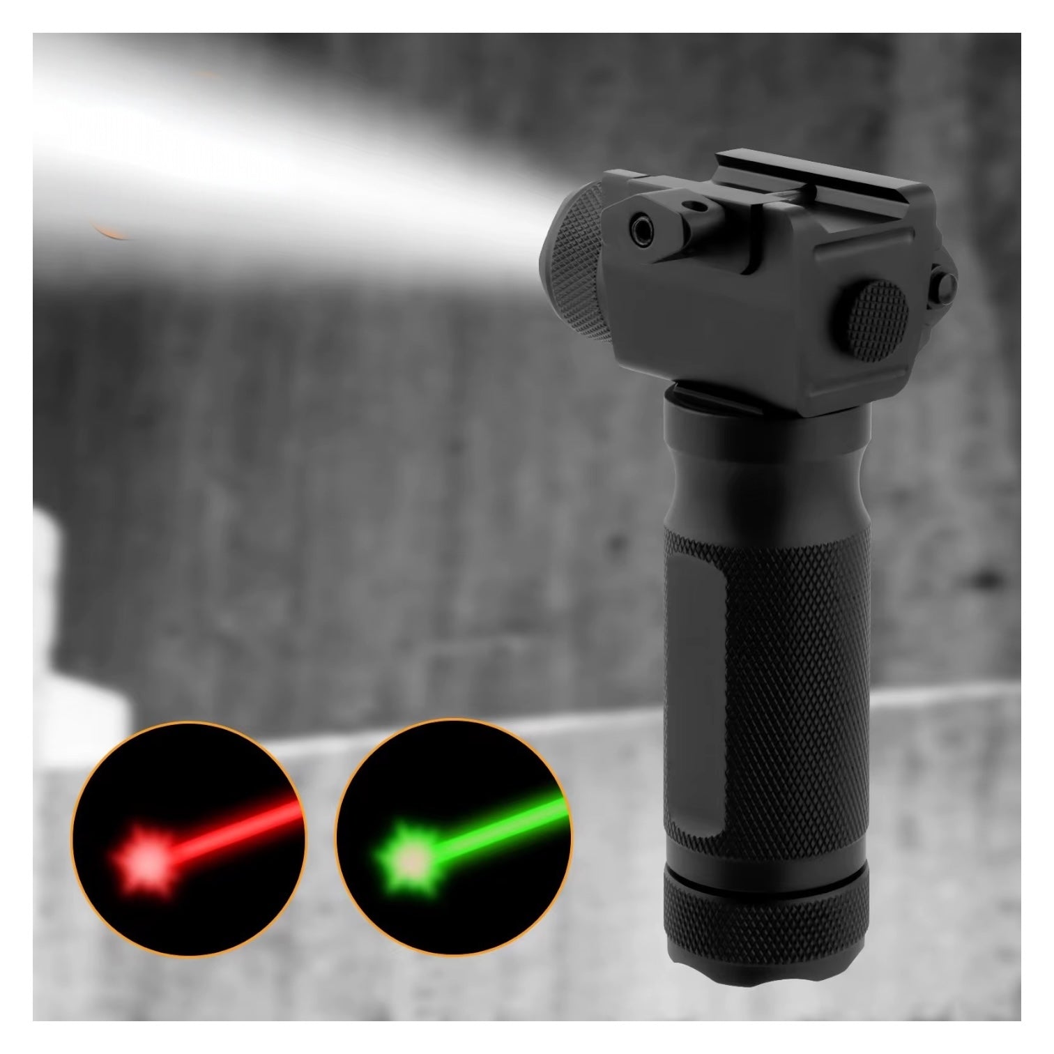 UTG Tactical Vertical Full Metal Foregrip with Integrated Flashlight & Red or Green Laser - Picatinny Mount