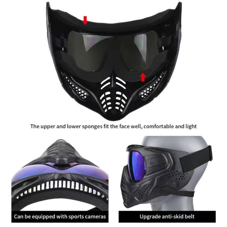 Full Face Protective Mask - Blue Reflective Lens