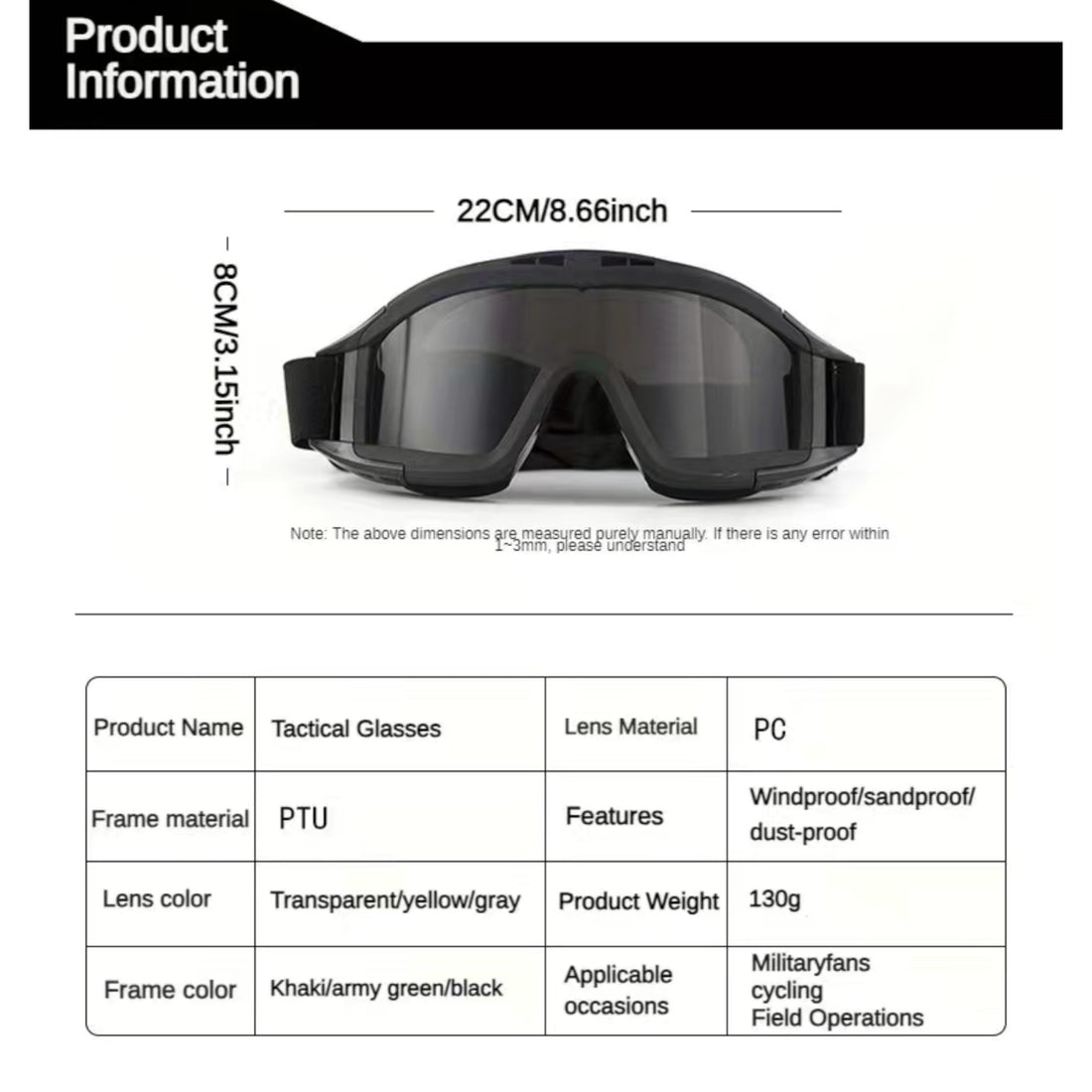 Action Sports Goggles - Khaki – VIPERTAC