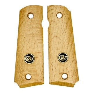 1911 Custom Pistol Grips - Blonde wood with Colt logo inlay - I