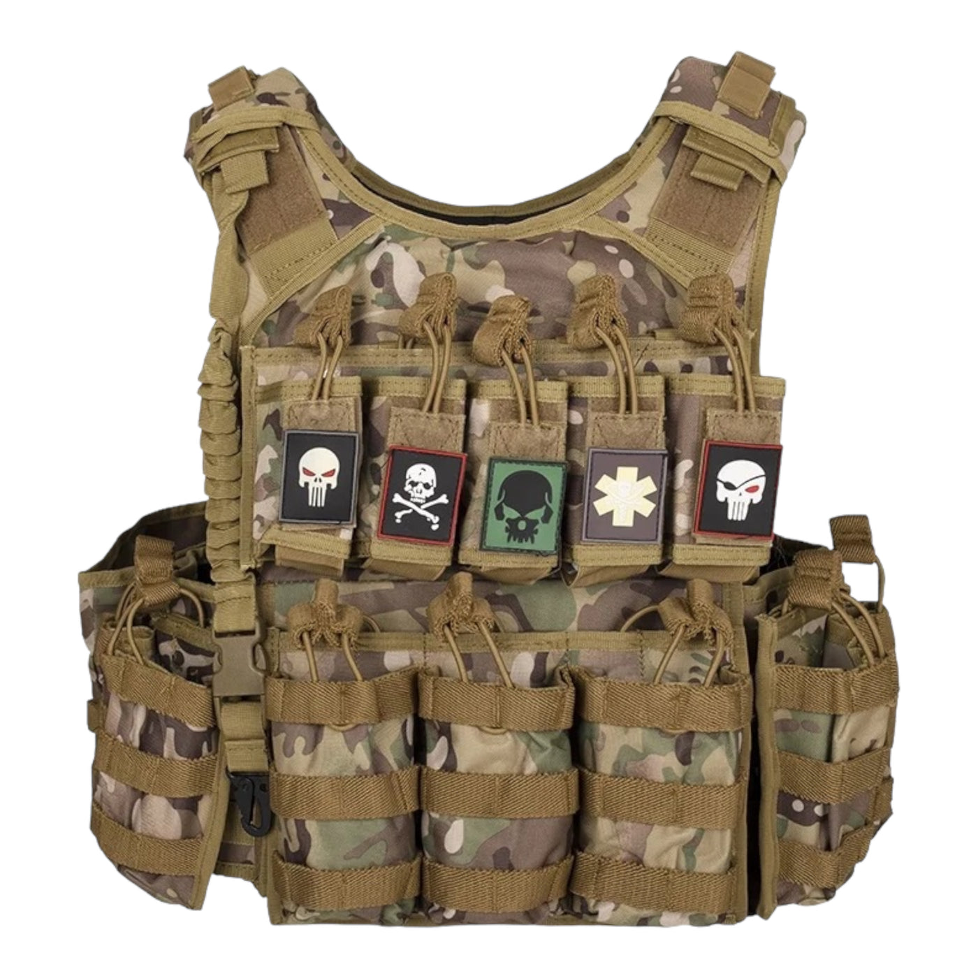 Multicam plate outlet carrier with pouches