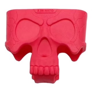 Skull Magazine Assist Base Quick Release Pull Grip - Red