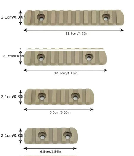 Moe Tactical M-Lok Picatinny Nylon Rail 4 pc Set - Tan