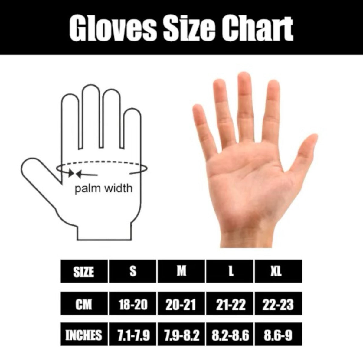 Professional Design Tactical Gloves Size Chart