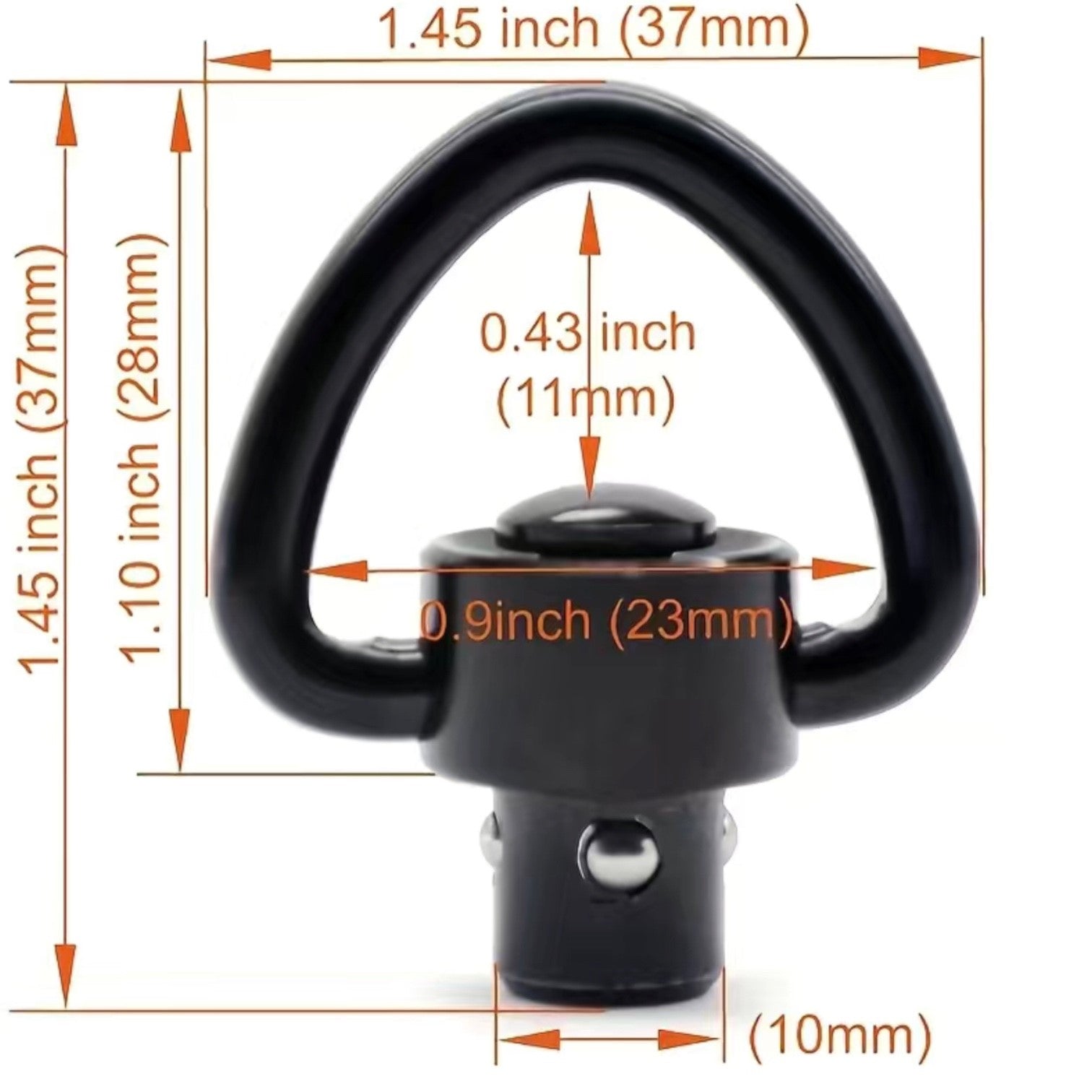 QD Quick Detach Triangular Sling Swivel Attachment - Black