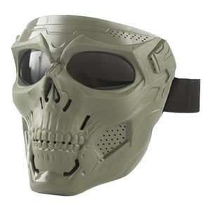 Skull Protective Face Mask - Green - Grey Lens