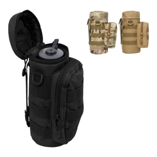 Tactical Water Bottle Holder with Additional Pouch and Shoulder Strap