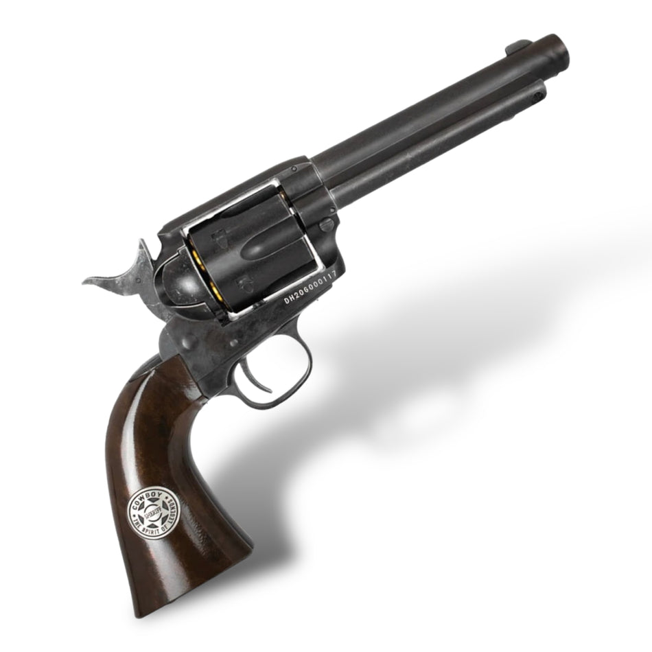 WINGUN Colt SAA Peacemaker .45 Gel Blaster Revolver Replica - Antique Black with imitation wood hand grips - 26322-UXA