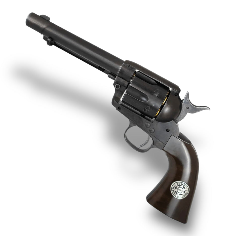 WINGUN Colt SAA Peacemaker .45 Gel Blaster Revolver Replica - Antique Black with imitation wood hand grips - 26322-UXA