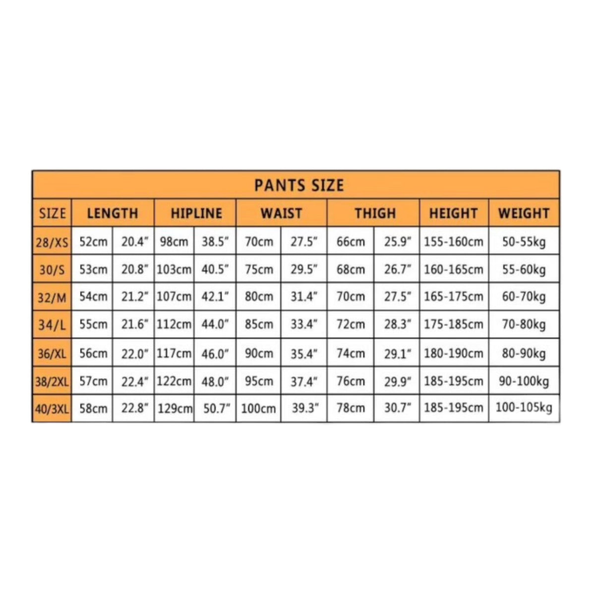 Sizing Chart