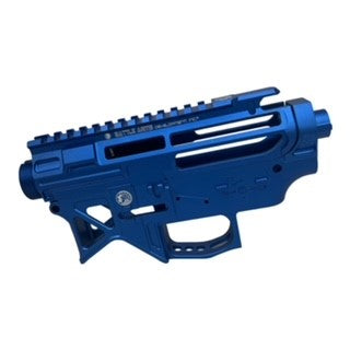 V2 M4 Receiver - M4 BAD556 SI - Battle Arms Development & Strike Industries CNC Upgrade V2 Gel Blaster Receiver - Blue with Black Accents