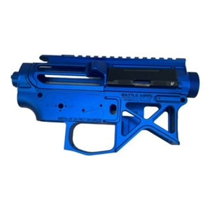 V2 M4 Receiver - M4 BAD556 SI - Battle Arms Development & Strike Industries CNC Upgrade V2 Gel Blaster Receiver - Blue with Black Accents