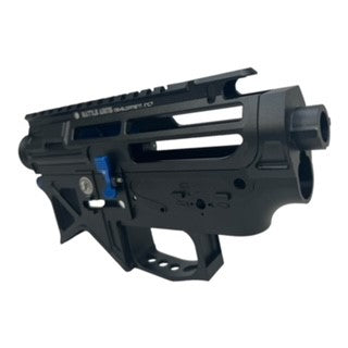 V2 M4 Receiver - M4 BAD556 SI - Battle Arms Development & Strike Industries CNC Upgrade V2 Gel Blaster Receiver - Black with Blue Accents