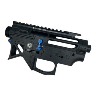 V2 M4 Receiver - M4 BAD556 SI - Battle Arms Development & Strike Industries CNC Upgrade V2 Gel Blaster Receiver - Black with Blue Accents