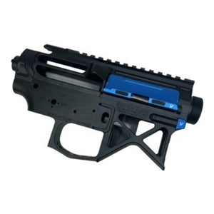 V2 M4 Receiver - M4 BAD556 SI - Battle Arms Development & Strike Industries CNC Upgrade V2 Gel Blaster Receiver - Black with Blue Accents