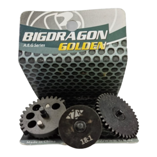 Big Dragon CNC Steel Gears (Golden Series) – 18:1 Gear Set for Gel Blasters