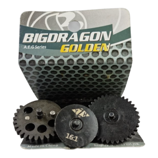 Big Dragon CNC Steel Gears (Golden Series) – 16:1 Gear Set for Gel Blasters