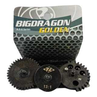Big Dragon CNC Steel Gears (Golden Series) – 13:1 Gear Set for Gel Blasters