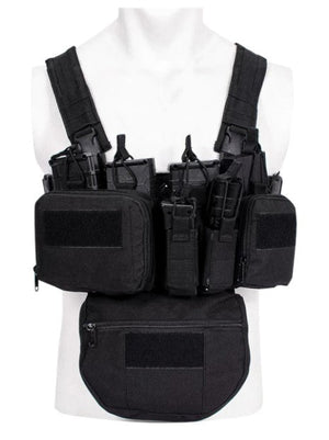 Tactical Chest Rig with Zippered Belly Pouch - Black