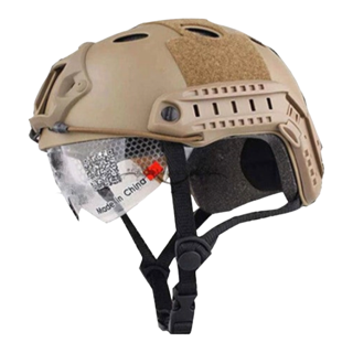 FAST Combat Helmet with Integrated Dropdown Visor - Tan