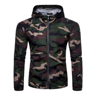 Hooded Camouflage Spray Jacket / Wind breaker - Woodland