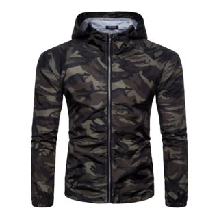 Hooded Camouflage Spray Jacket / Wind breaker - Army Green Camouflage