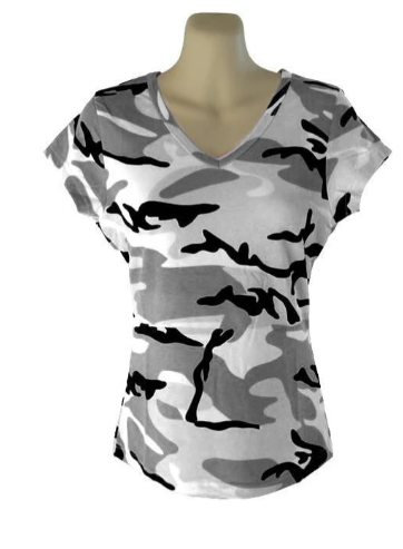 Ladies V Neck Urban Camouflage T-Shirt