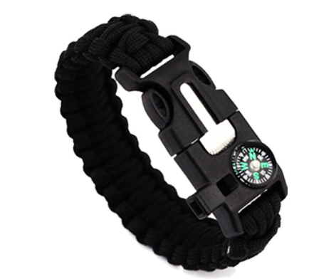Paracord Survival Bracelet - Black