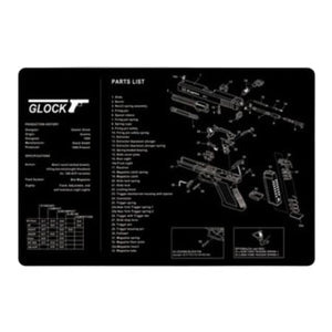 Pistol Maintenance Mat / Mouse Pad with Parts Diagram - Glock Black & White