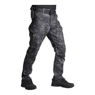 Tactical Military Style Cargo Pants - Black Python Kryptec - Ripstop