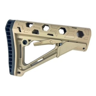 CTR Style Buttstock - Hexagonal Design Cutouts - Tan (Q)