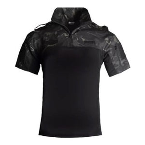 Short Sleeve Military Tactical Shirt - Black Camouflage