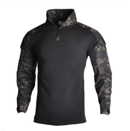 Tactical Shirt - Long Sleeve SWAT Military Combat Style - Black Camouflage