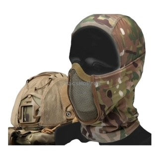 Tactical Balaclava with Steel Mesh Safety Panel - Multi-cam