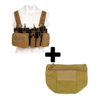 Tactical Chest Rig with Zippered Belly Pouch - Coyote Brown